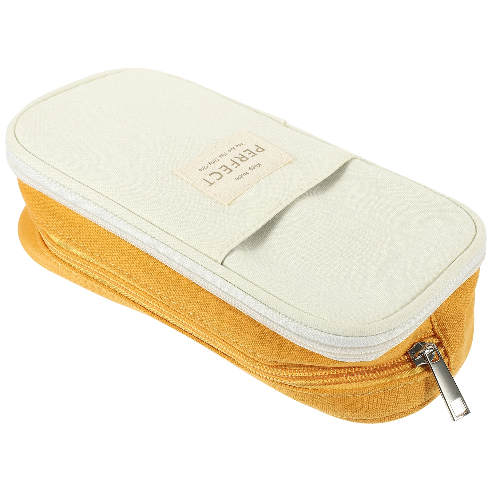 

Large Capacity Pencil Case Cute Yellow Bag Canvas Holder Multi Function Storage Pen Pouch Zipper Design School Supplies