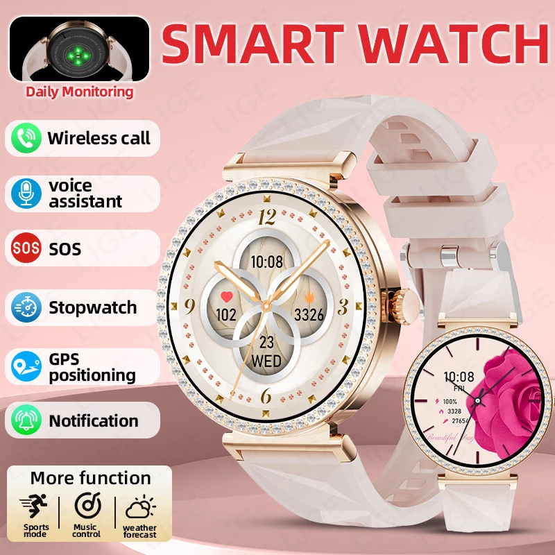 

LIGE New Smart Watch Sports Mode Bluetooth Call Wireless Charging GPS Positioning Waterproof Business Card Women Smart Watches