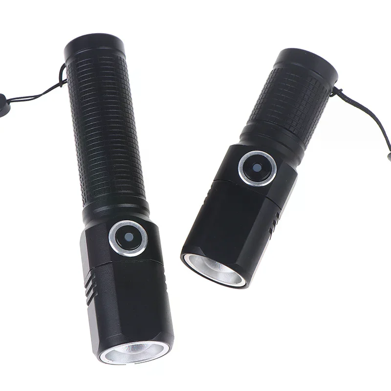 Bright P60 Portable Mini LED Flashlight USB Rechargeable Zoom Aluminum Alloy Pocket Flashlight For Outdoor Camping Fishing