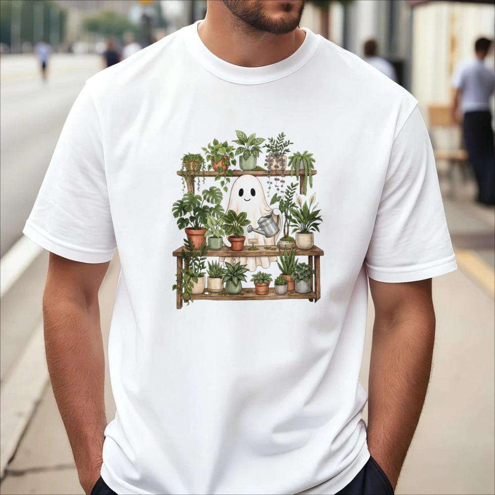 Halloween Cute Spooky Season Ghost Botanical Plant Lover TShirt Casual Fashion Loose Harajuku Hip Hop Punk Man Women T Shirt