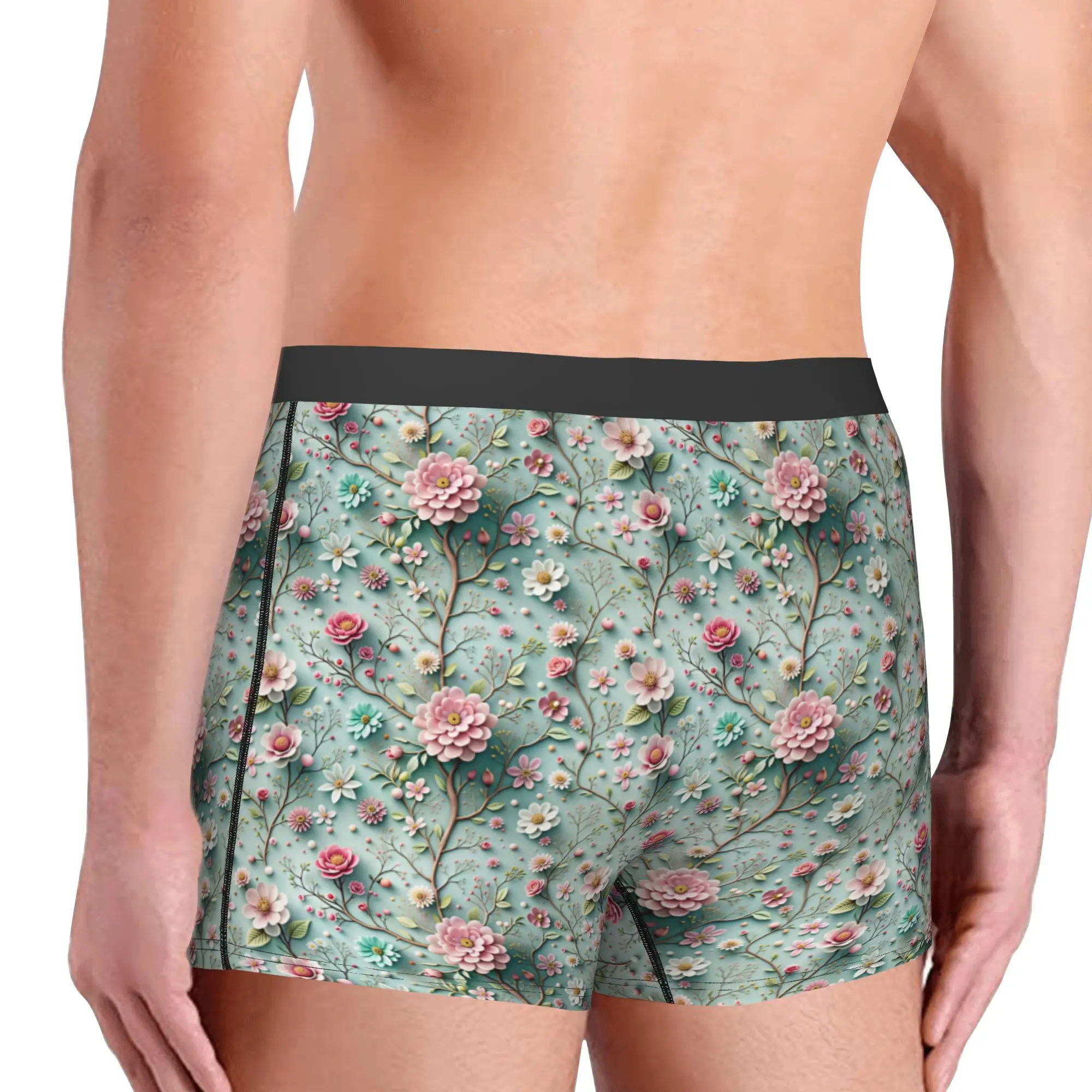 Luxury High 3D Floral Boxers Shorts Mens Fashion Trend 3D Flowers Briefs Underwear Funny Underpants