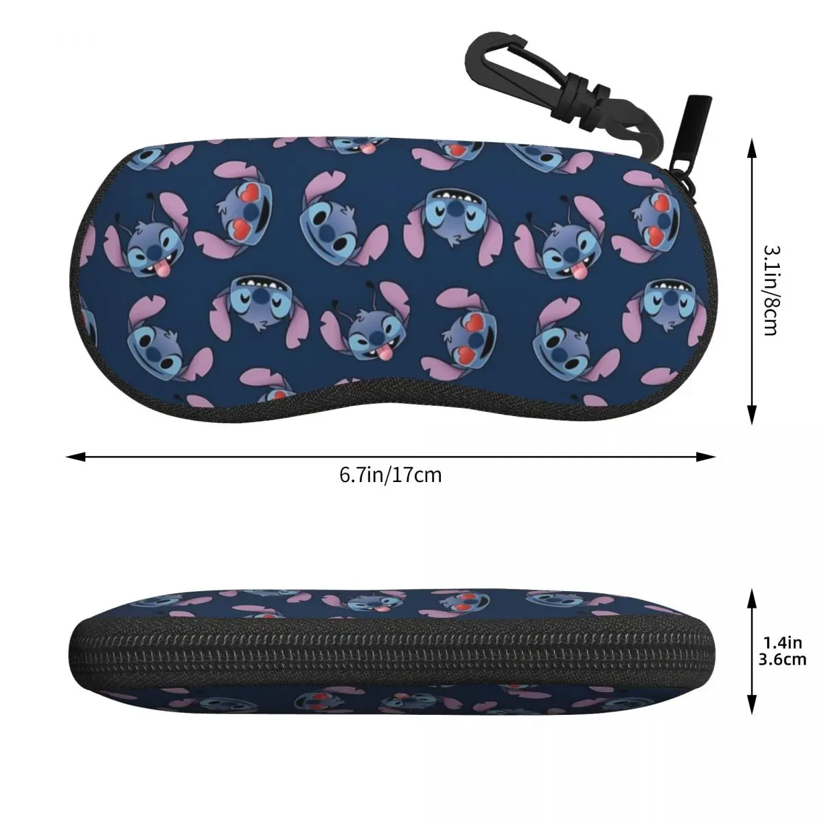 Stitch With Hearts Glasses Case Unisex Travel Box Reading Storage Box Charming Eyewear Container