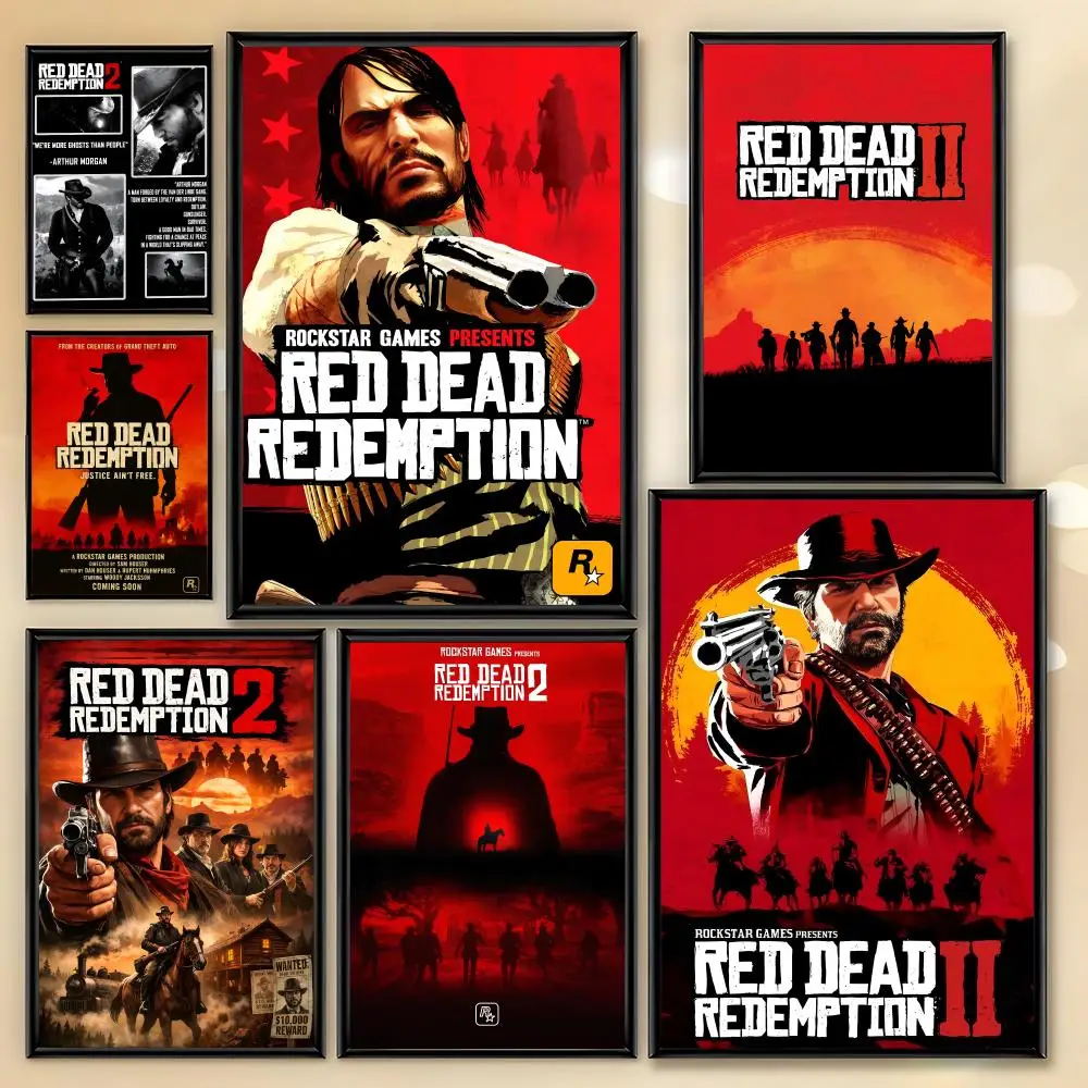 Affiche HD autocollante Game TV-Red-Dead-Redemption 2, décoration murale artistique pour la maison, imperméable, pour la maison, le salon, la bar, décoration esthétique