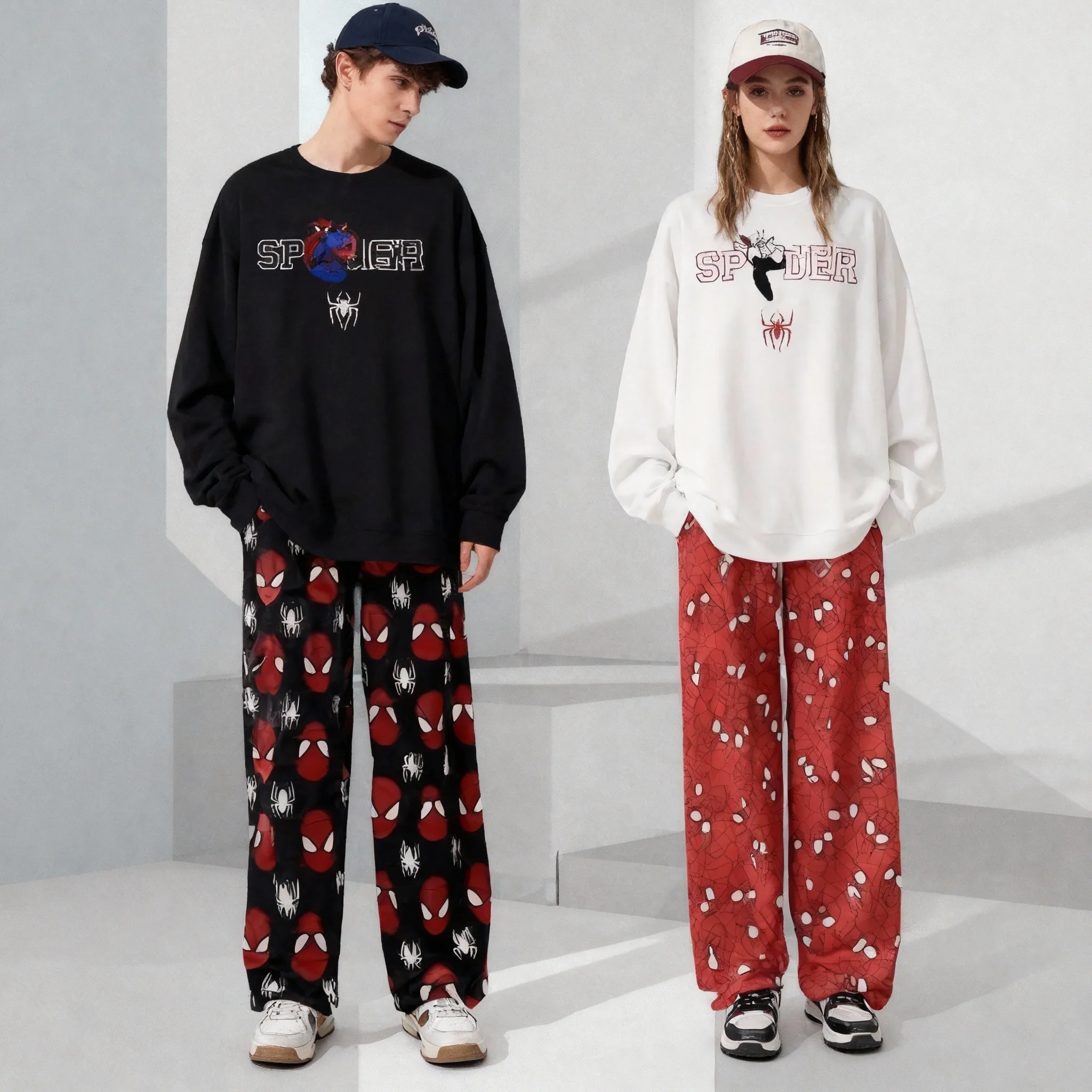 

Популярный фильм Диснея, городской герой, Человек-паук, тема, модный уличный комплект из двух предметов, толстовка с прямыми штанами, комплект для взрослых, осенне-зимний подарок