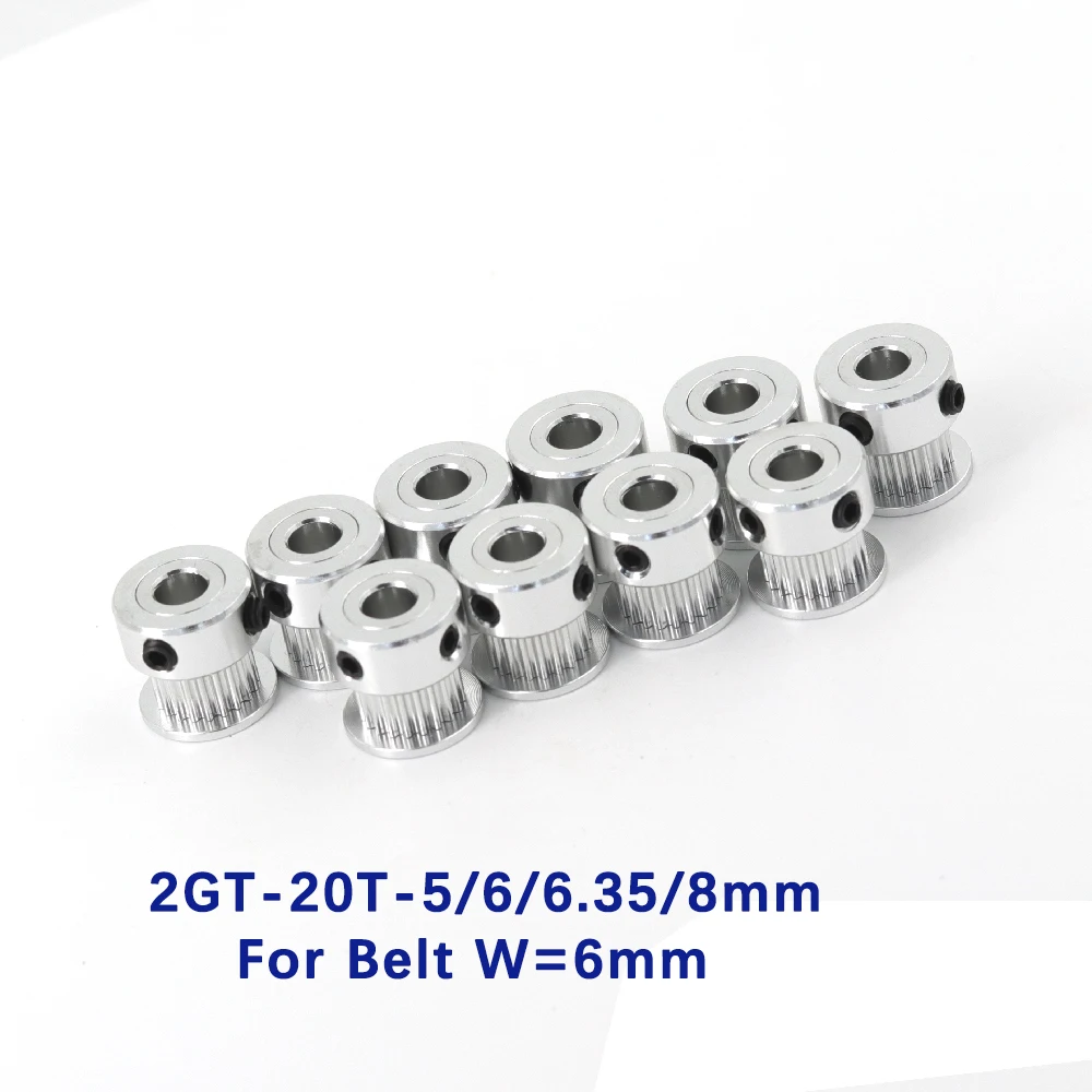 10pcs 20 teeth GT 2GT 2M Timing Pulley  Bore 5mm 6mm 6.35mm 8mm for Width 6mm 2MGT GT2 synchronous belt pulley 20teeth 20T 10pcs