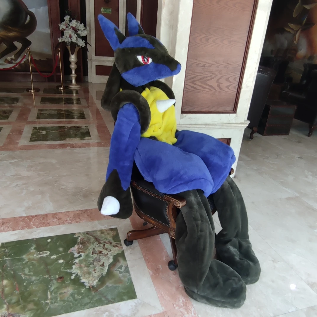 Japan Cartoon Pokémon Larger Lucario Wear doll suit helmet suit Pokmon plush toy custom