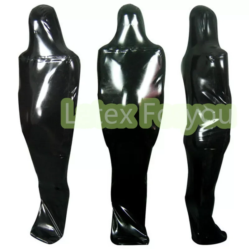 Handmade 0.6mm Natural Latex Man Full Cover Latex Sleeping Bag Chest Zipper Tight Bodybag Rubber Sleepsack