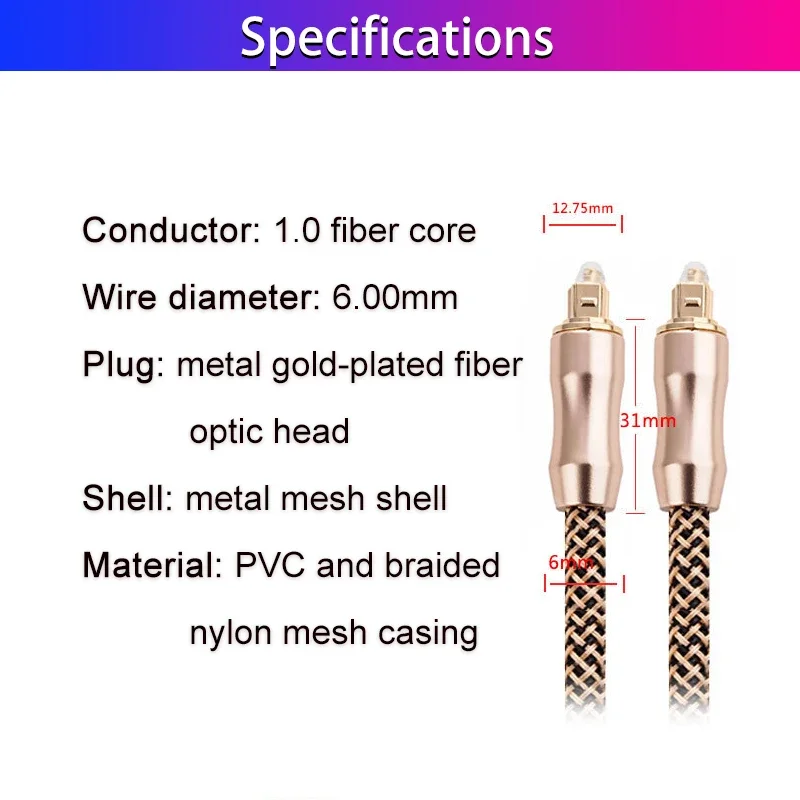 5.1 كابل الصوت الرقمي البصري TOSLINK SPDIF كابل الصوت الألياف البصرية سلك مكبر الصوت 0.5 متر 1 متر 1.5 متر 2 متر لسلك Hi-Fi DVD TV OD6