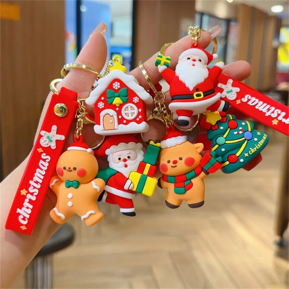 

Cartoon Christmas Keychain Santa Claus Soft Glue Doll Pendant Key Chain Schoolbag Jewelry Car Key Ring Key Accessory Toy Gift
