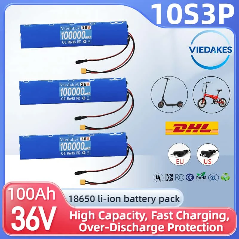 

Premium 10S3P 36V100Ah 18650 li-ion Battery Pack Multi-protection System for Xiaomi M365 Scooter & Home Emergency Backup Power