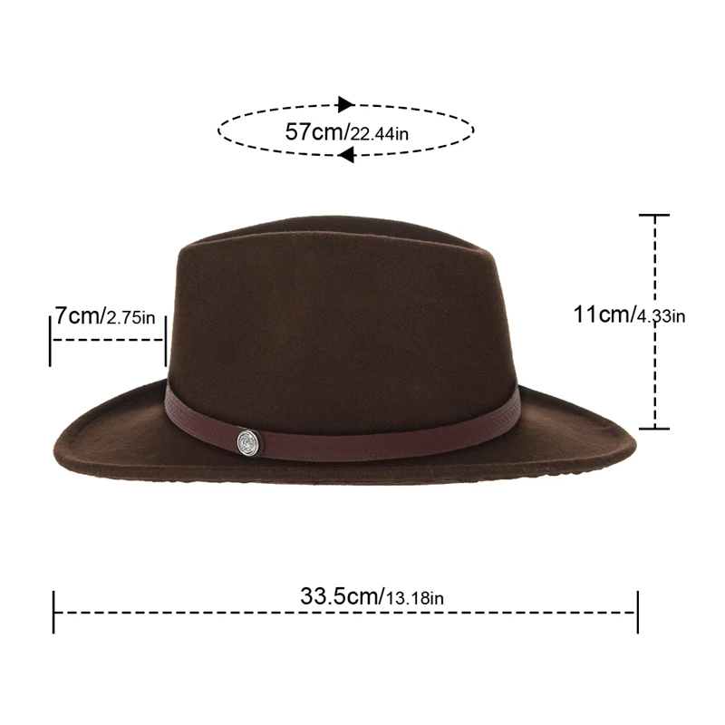 Fashion Women Men Fedoras Western Cowboy Hat Lady Sombrero Hombre Metal Piece Decoration Cowgirl Jazz Sun Caps Size 57CM