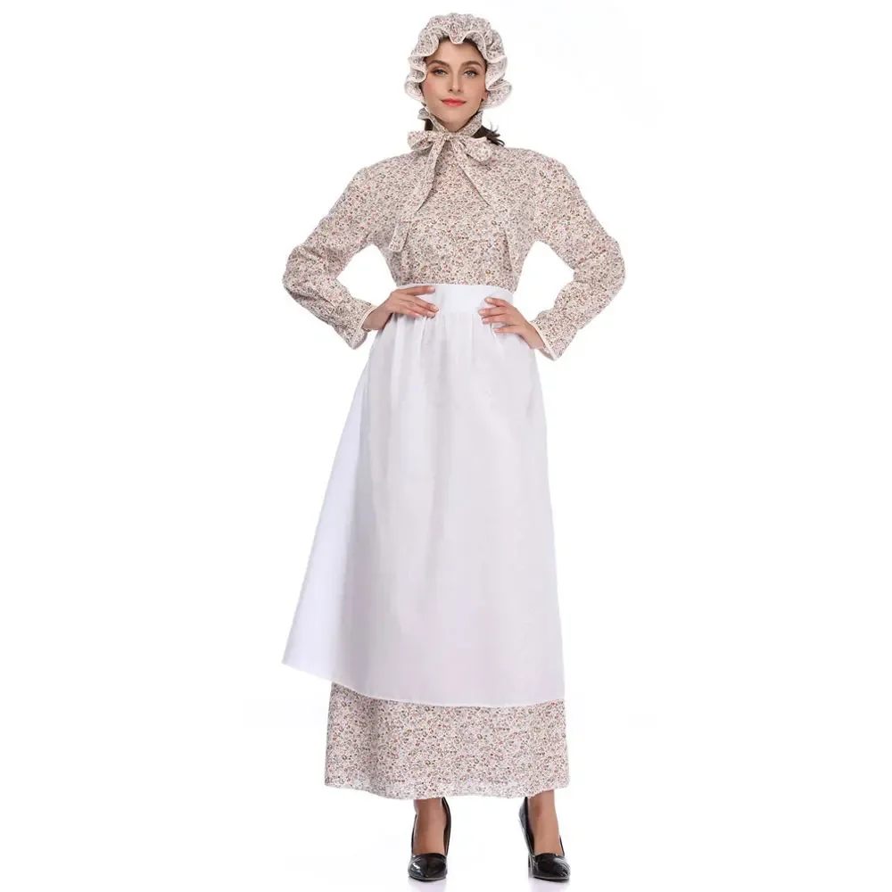 Parent-child Wolf Grandma Costume Lady Little House On The Prairie Costume Halloween European Village Maid Cosplay Dress