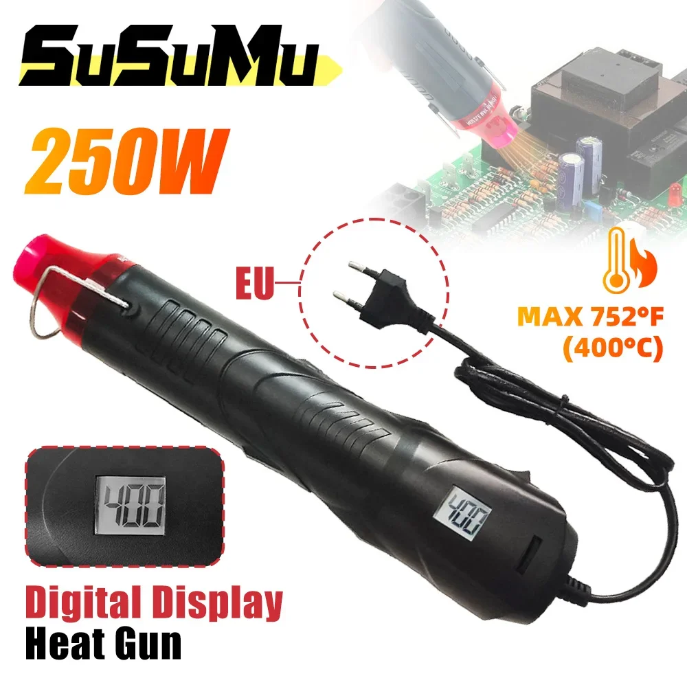 New 250W Hot Air Gun Soldering Electric Power Temperature Blower Gun with Display 220V for DIY Craft Embossing Shrink Wrapping