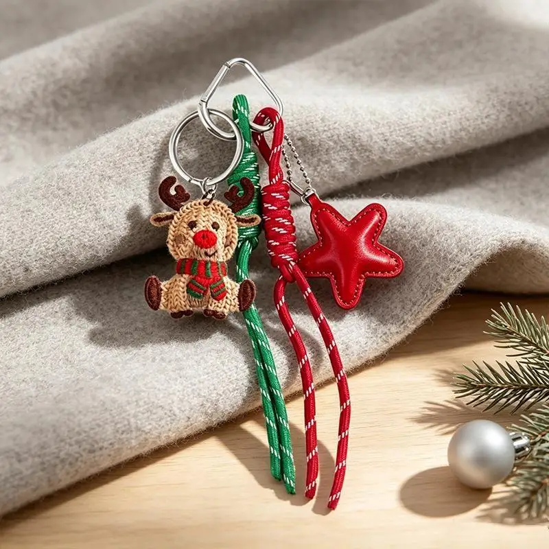 Schöner Weihnachtsanhänger mit Elch-Motiv, Cartoon-Weihnachtsmann-Schlüsselanhänger, Taschenanhänger, Charm, Neujahrsgeschenk, Weihnachts-Schlüsselring-Accessoires – Detail 9