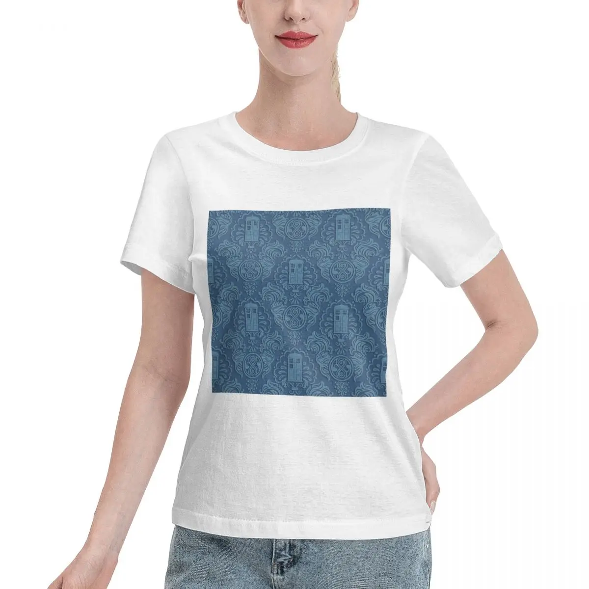 

Докторская дамасская футболка, женские футболки с короткими рукавами, одежда с круглым вырезом, хлопковые летние футболки, уличная одежда
