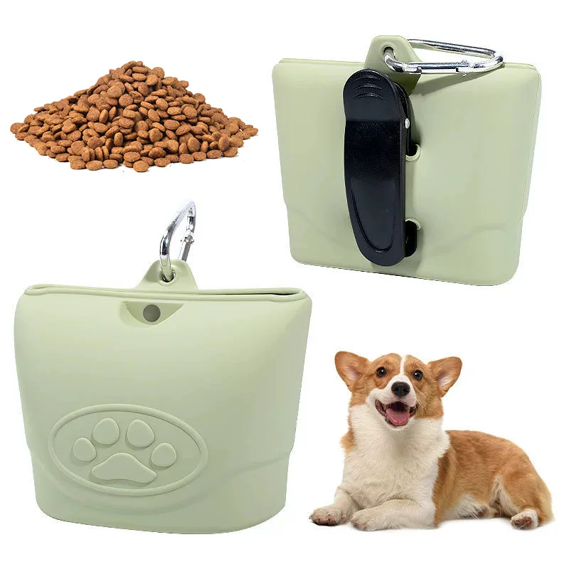 Outdoor Portable Dog Training Waist Bag, Silicone Pet Treat Pouch Dog Walking Feeding Snack‑Storage Bag Puppy Food Carry Pocket