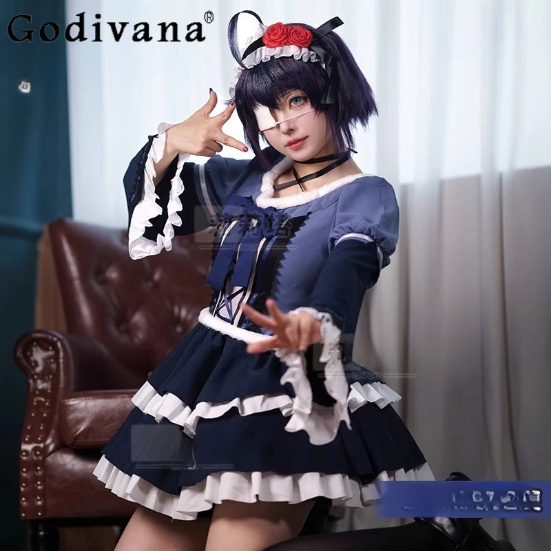

Cosplay Costume Dress Set for Women Wig Bow Tie Headwear Black Stockings Uniform Suits Female Long Sleeve Cos Outfits