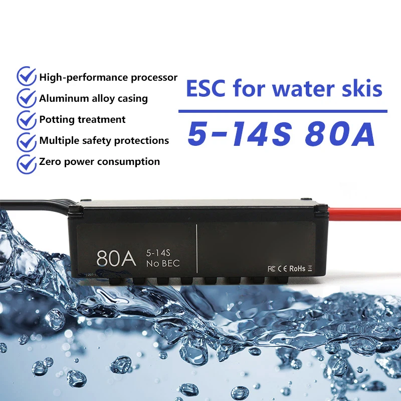 Multiple Safety Protections Brushless Plastic Waterproof Motor 80A (5-14S) ESC Water Skis RC Boat Parts Components RC037