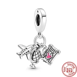 DIY Perlen Fit Charms Pandora Originalarmband, Einkaufstasche, Koffer, Pass, Kamera, Liebe, Reiseleben, Schmuck, Silber 925 12 Hauptverkäufe Pandora Silver 925 Schließung - №3