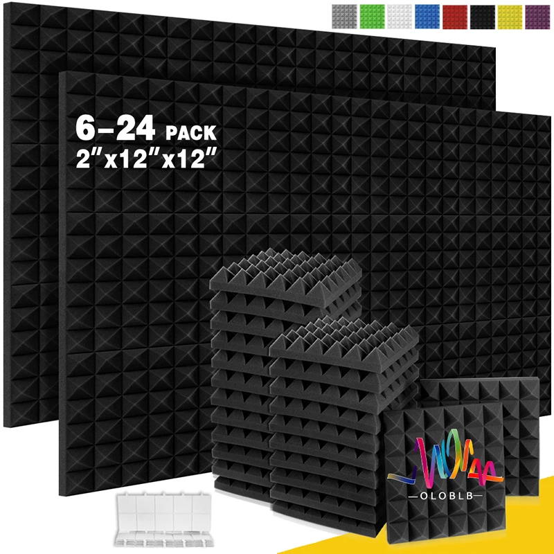 Estúdio Painel De Espuma Acústica, Isolamento Sonoro, Placa De Tratamento, KTV Room, Gravação De Parede, Soundproof Esponja Pad, 6 Pcs, 12 Pcs, 24