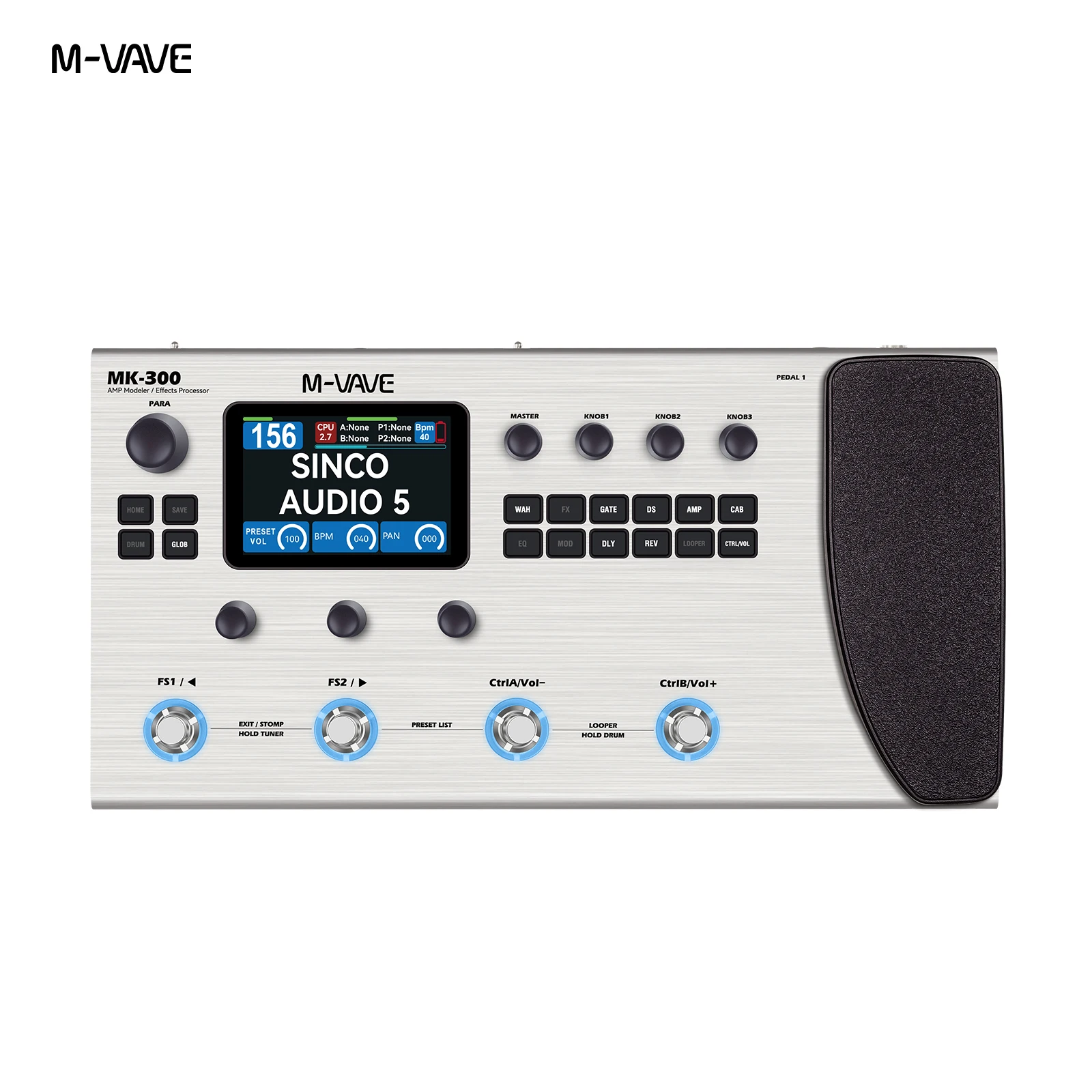 معالج جيتار متعدد التأثيرات M-VAVE MK-300 |   بطارية 10 ساعات + 128 طبلة MIDI DAW + 150s Looper |   360FX |   ANN النمذجة العصبية 120AMP