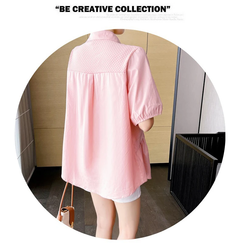 M-2XL النساء الحوامل قمصان قطنية بلوزات الأمومة حجم كبير 3 اللون بلايز عادية الحمل فساتين فضفاضة الملابس