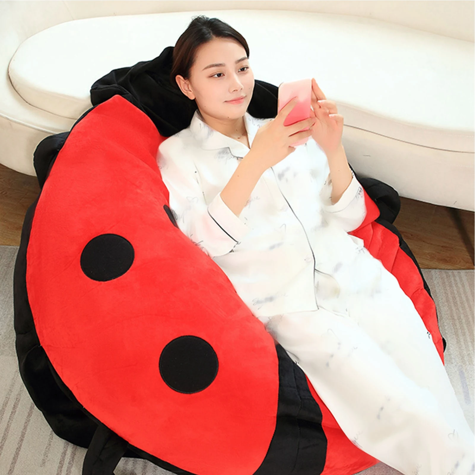 Wearable Ladybug Pillow Cute Warm Sleeping Wearable Plush Removable Oversized 60cm/23in Giant Wearable Ladybug Pillow