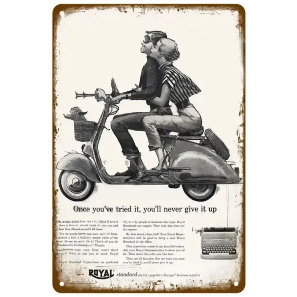 Plaque Metal Signs Vespa Motorcycle Wall Decoration Vintage Art Posters Iron Painting for Man Cave Home Cafe Garden Club Bar