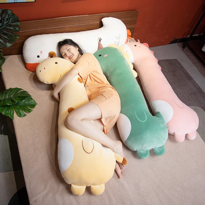 Cartoon Animal Dinosaur Goose Unicorn Giraffe Plush Toys Stuffed Soft Long Sleep Pillow Doll Cushion Kids Girls Gift