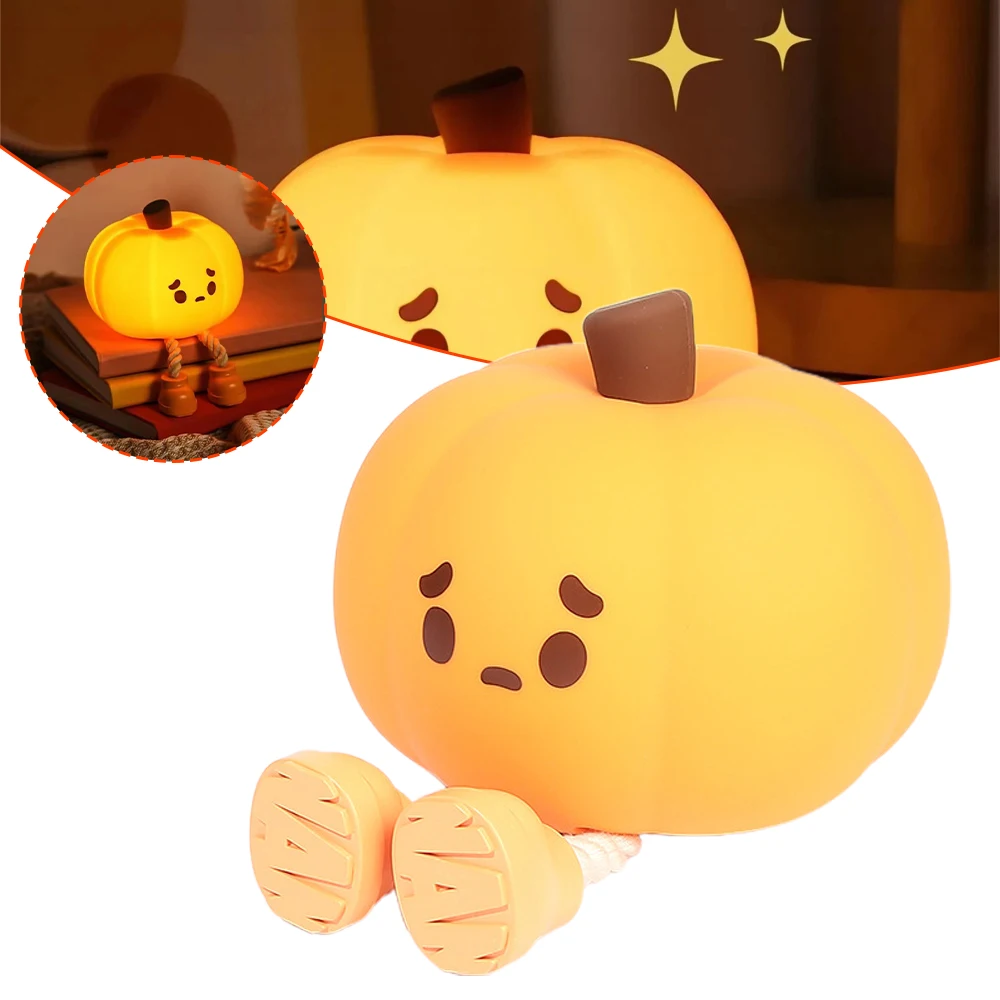 Night Light Cute Lamp Pumpkin Touch Sensor Lamp Christmas Night Lamp Silicone LED Rechargeable Lamp