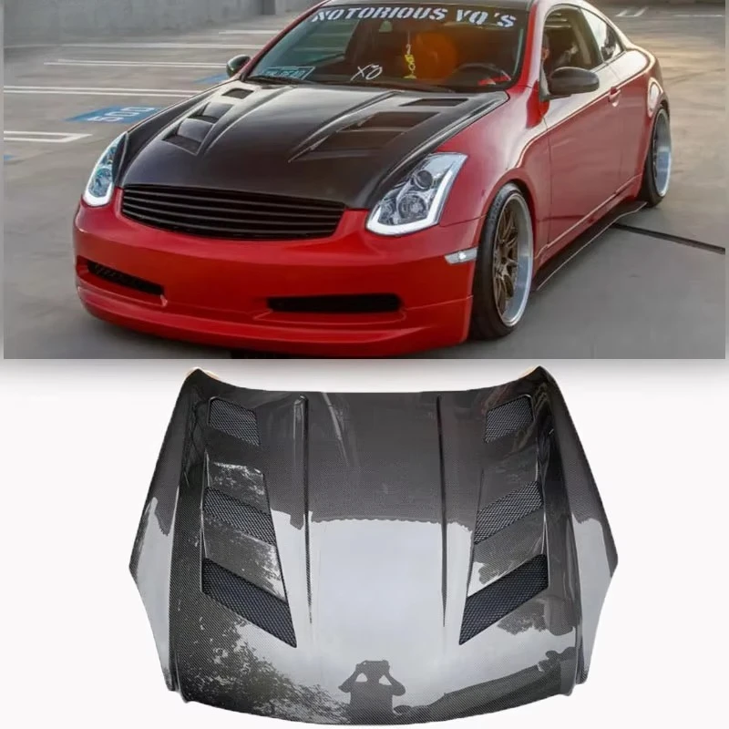 New Carbon Fiber Vertical Billet Hood Clips 2003-2007 Infiniti G Coupe G35 Clip-on Attachment Black