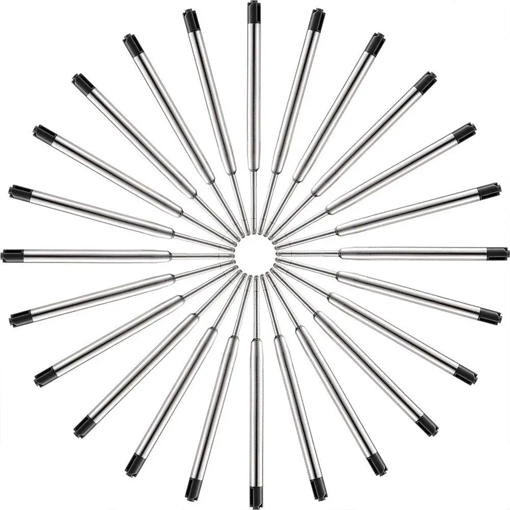 10/30pcs 99mm Metal Ballpoint Pen Refills Black Ink Rods Medium Point Roller Ball Pens Refill