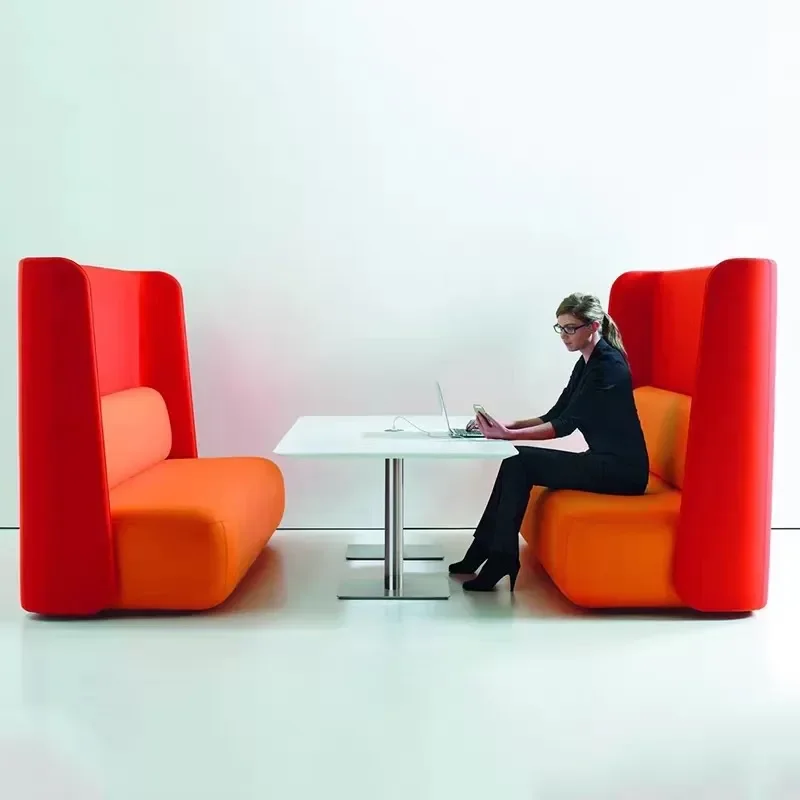 High Back Fabric Privacy Sofa Booth for Hotel Cafe Office Reception Lounge Negotiation Area European Style Seating