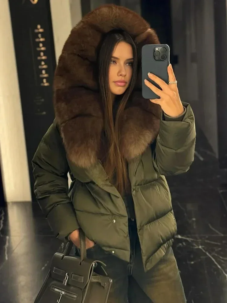 Mantel Bulu Rubah Asli Wanita, Mantel Bulu Angsa Putih, Jaket Pendek Musim Dingin, Mantel Tebal Berbulu, Bulu Asli Baru, Mantel Bulu Hangat, Mantel Bulu Asli