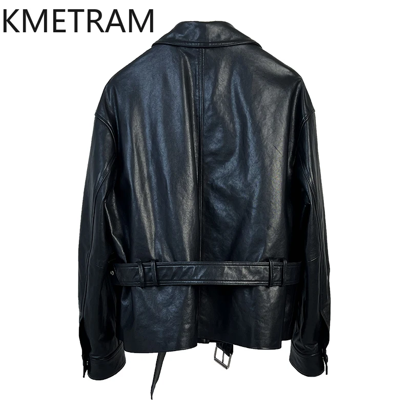 Giacca in pelle di pecora 100% Donna Moda Giacche in vera pelle nera Donna con lacci Novità in capispalla Abiti autunnali 2025жанка