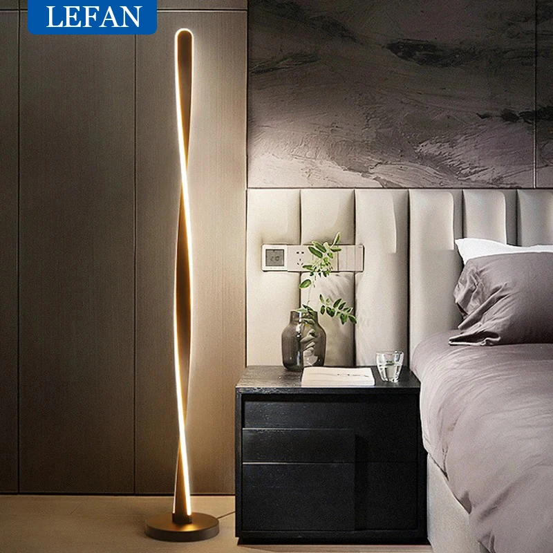 Imagem -02 - Modern Led Alumínio Floor Lamp Escurecimento Remoto Acrílico Forma Espiral Indoor Stand Iluminação Sala de Estar e Quarto