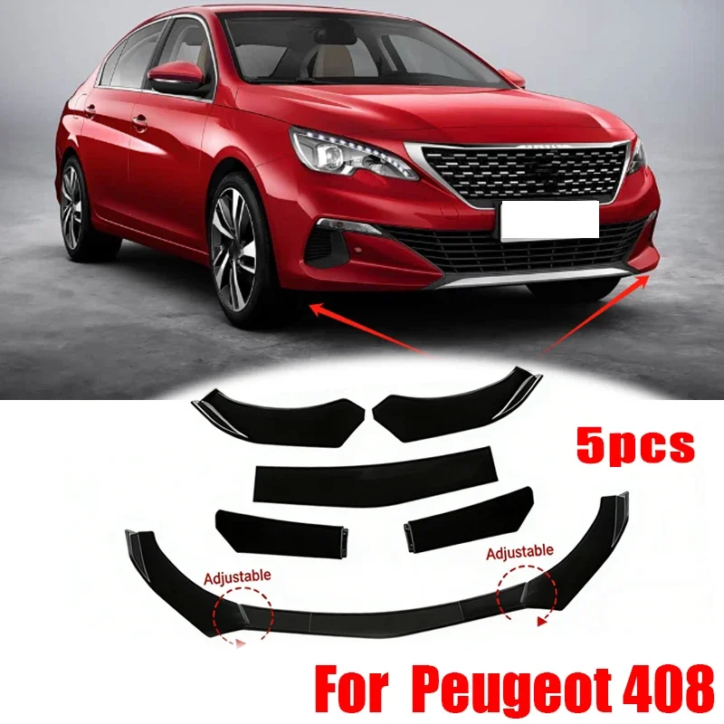 5Pcs ABS Material Universal Car Front Bumper Separator Bumper Lip Body Kit Duck Lip Separator For Peugeot 408 Car Accessories