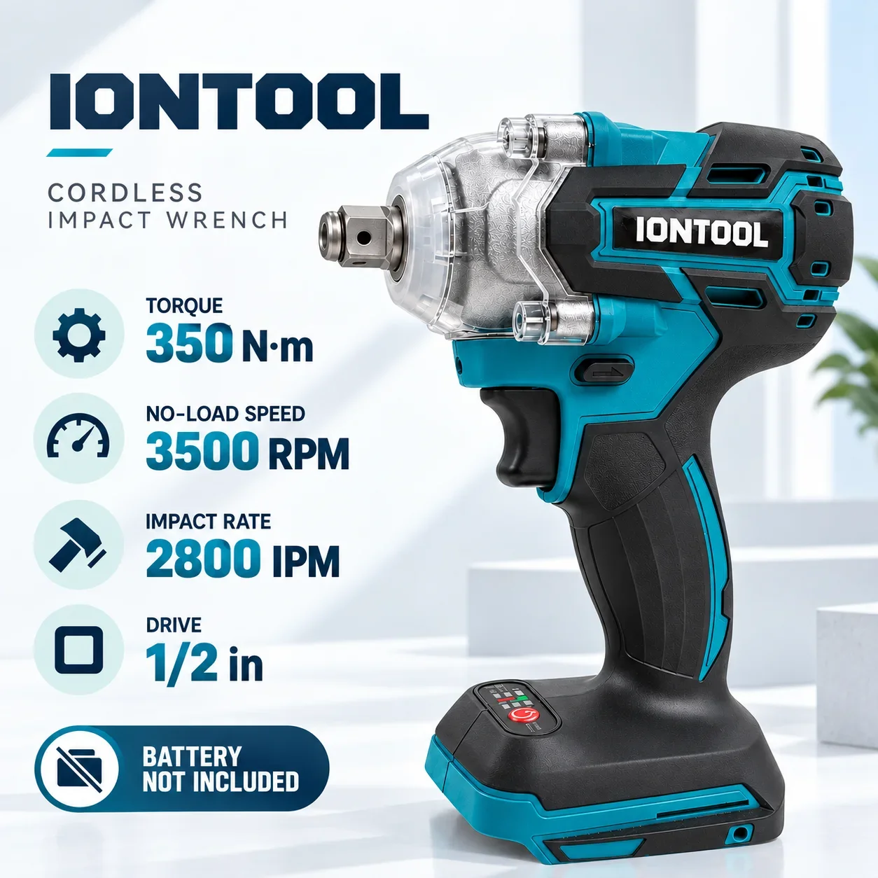 IONTOOL Cordless Impact Wrench 350N 1/2 Inch Drive for Auto Repair DIY and Home Power Tool Use Tool Only