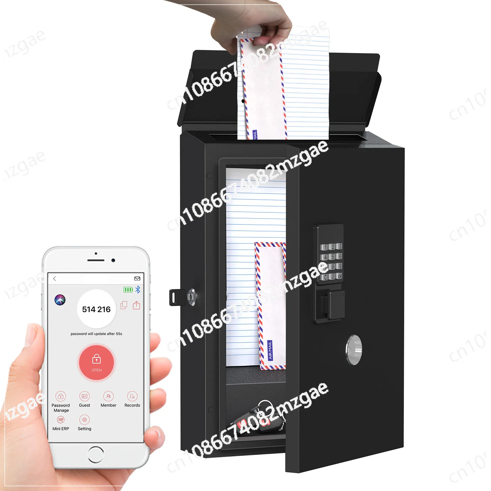 Modern Residential Wall Mounted Mailbox With Digital Smart Lock Mail Post Box Letter Box