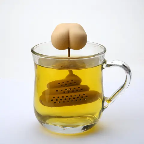 Silicone Tea Infuser Creative Poop Shaped Funny Gadgets Herbal Bag Reusable Coffee Filter Diffuser Strainer Accessories