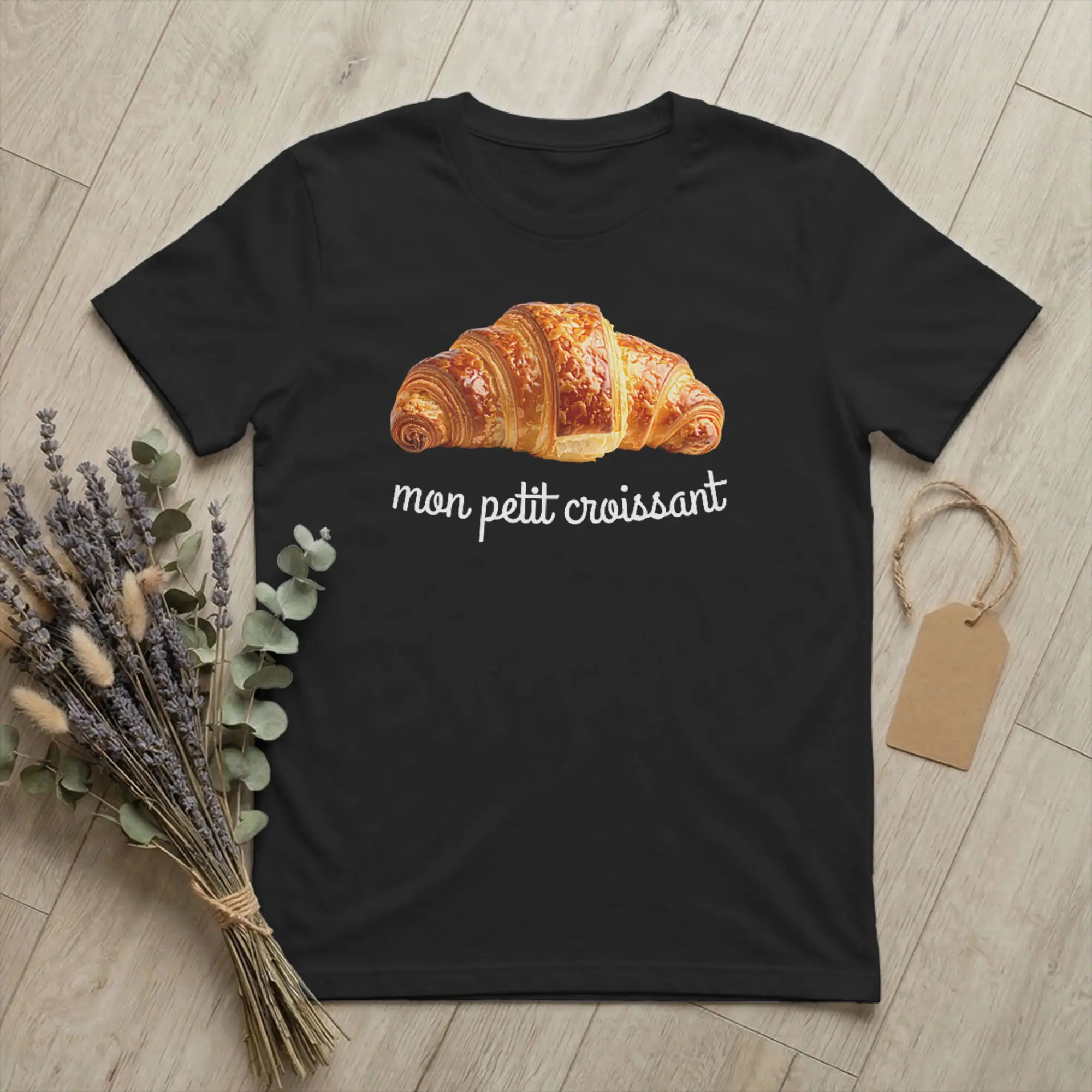 Men T-Shirts My Little Croissant French Pastry Novelty Cotton Tees Short Sleeve France Funny T Shirt Crew Neck Clothing Summer