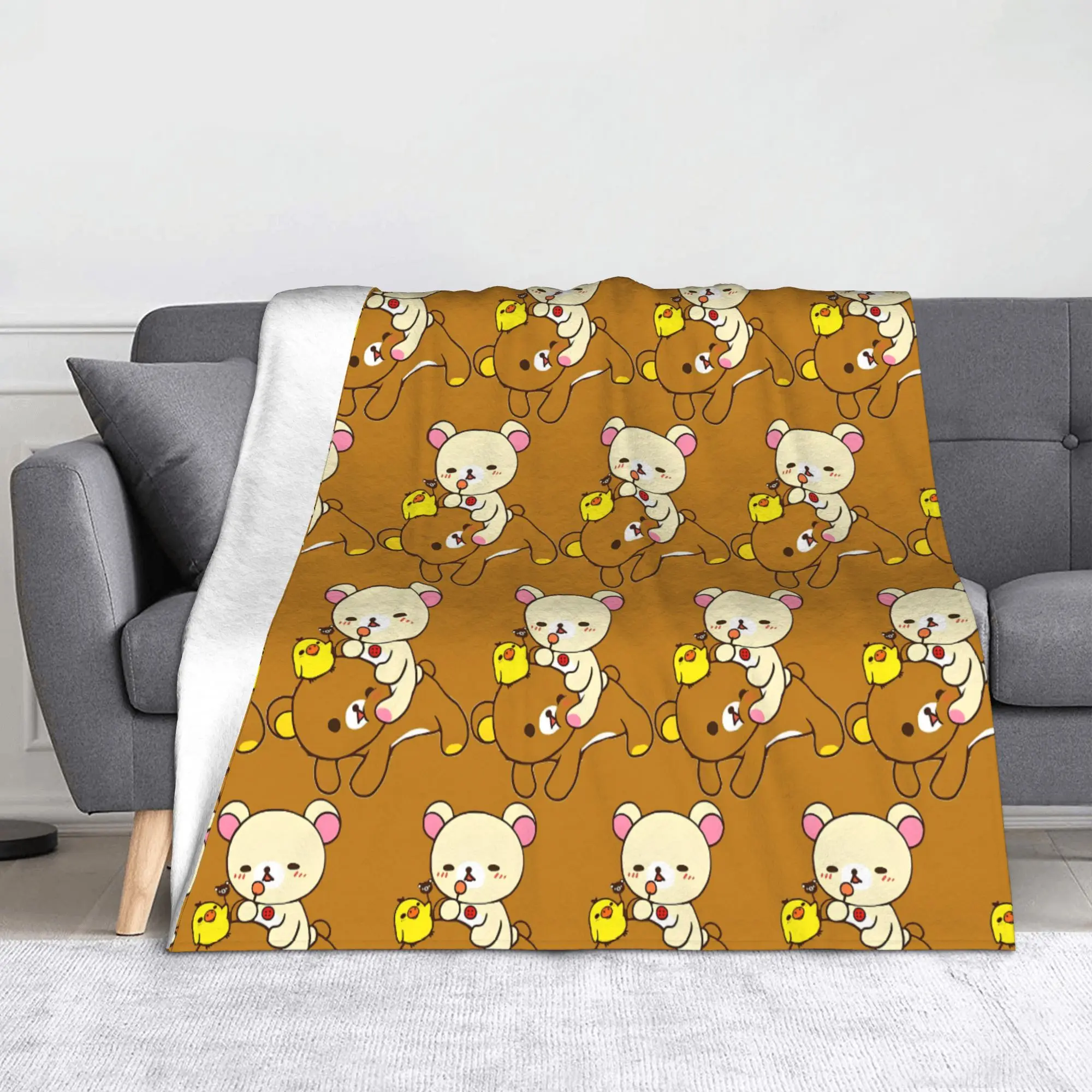 

Rilakkuma Kawaii Japanese Bear Blanket Fleece All Season Portable Lightweight Throw Blanket for Bedding Outdoor Bedspreads