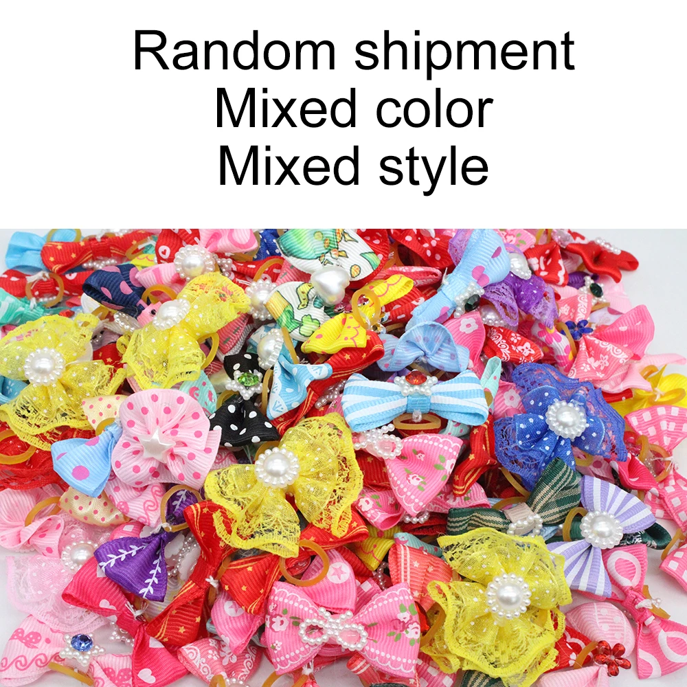 10/20/30 pcs Dog Gromming Hair Bows Rubber Band Flower Shiny Jewelry Cat Bows Hand-made Puppy Hair Bowknot Supplier Mix Colors