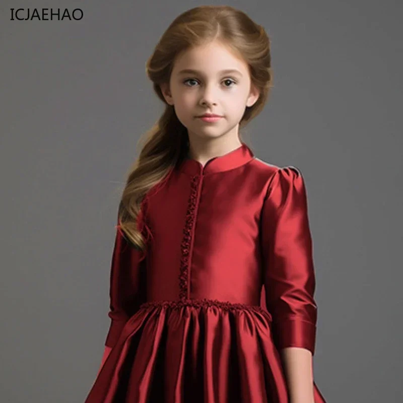 

2025 Spring Long Sleeve Princess Girls Party Dresses Little Host Speech Piano Costume 2-10y Children Clothes Costumes Vestidos
