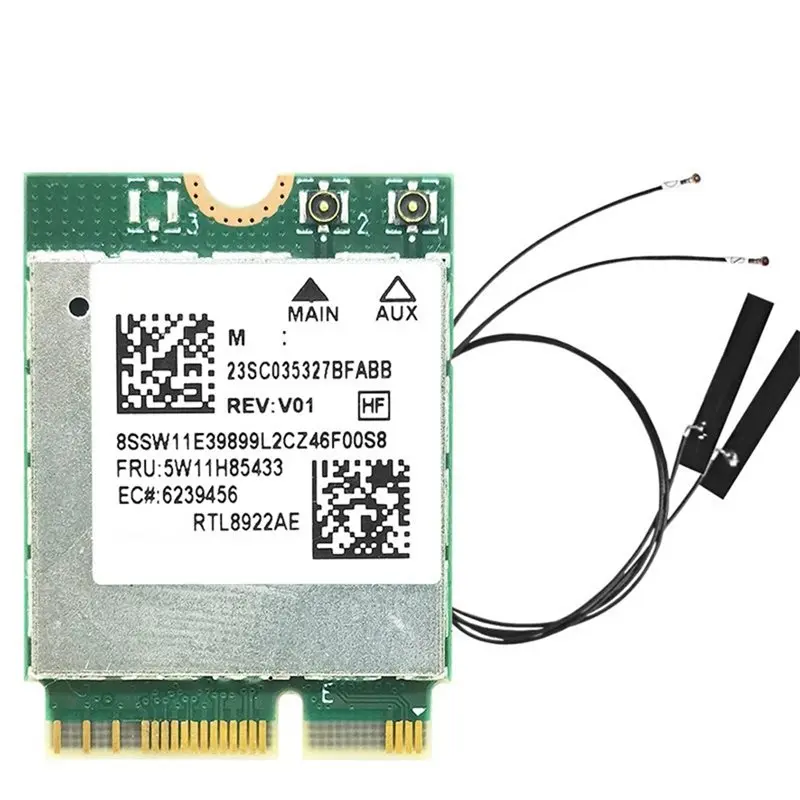 

AED7-RTL8922AE Wi-Fi 7 адаптер-карта 6338 Мбит/с, трехдиапазонный (2.4G/5G/6G), Bluetooth 5.4, M.2 NGFF, беспроводная Wi-Fi карта для Win10/Win11