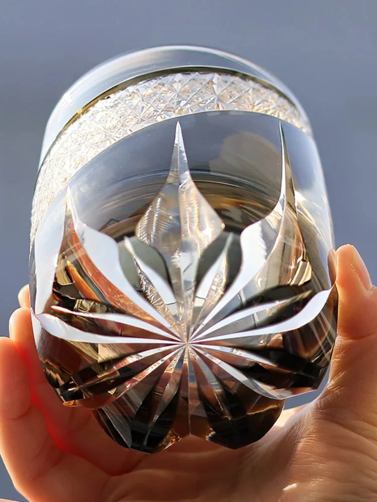Lightning Whiskey Glasses Amber Grey Old-Fashioned Crystal Glass Brandy Whisky Rock Tumbler With Gift Box 360ml Dropshipping