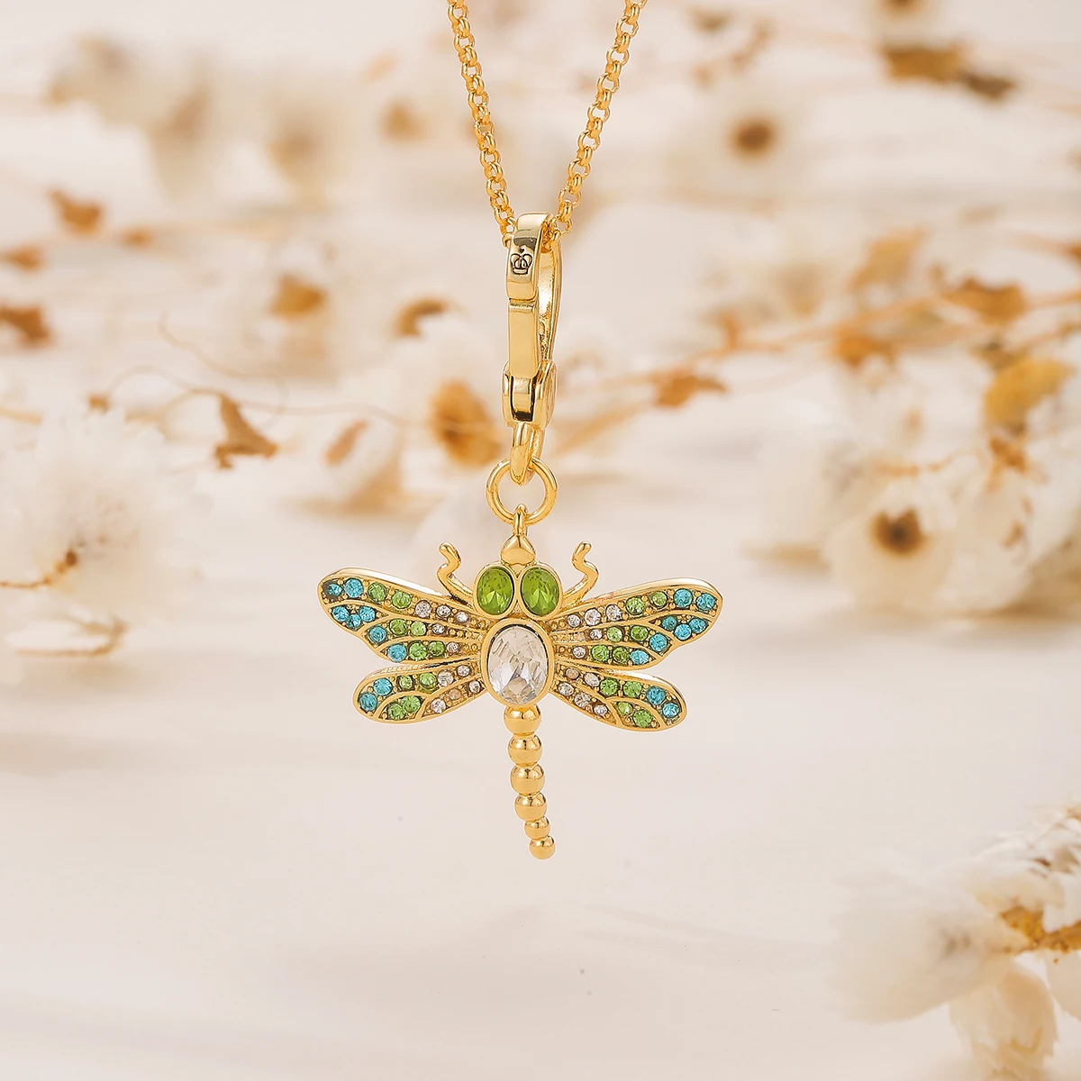 

1Pc Exquisite Enamel Diamond Dragonfly Necklace Design,Cute Sweater Decor Necklace Accessories,Christmas Party Jewelry Gift