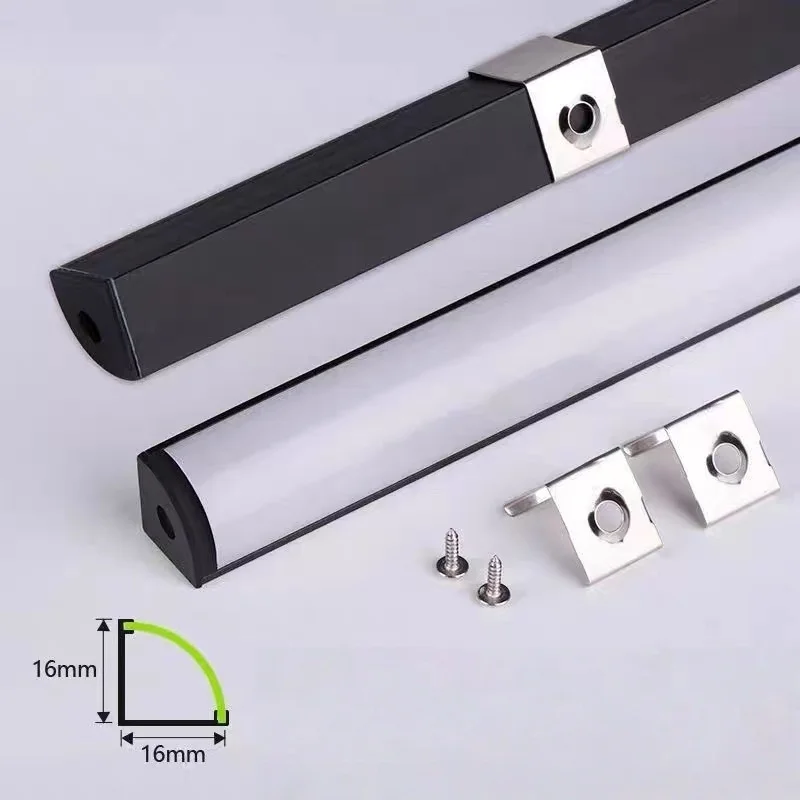 1616 Triangle Led Aluminum Profile Channel with PC Cover Corner kitchen Cabinet Closet Linear Strip Lights Diy Bar Decor Lamp