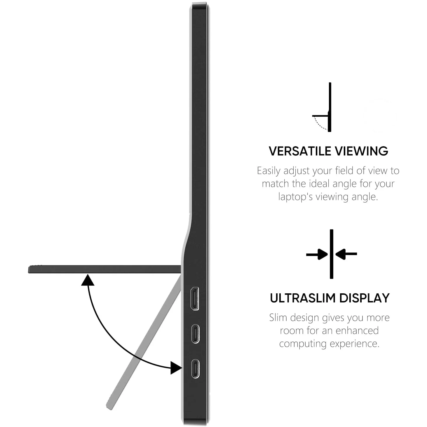 AHXJKA 15.6 Inch Portable Monitor FHD-IPS Outdoor Travel Display Laptop External Second Screen Gaming Extended with Type-C HDMI