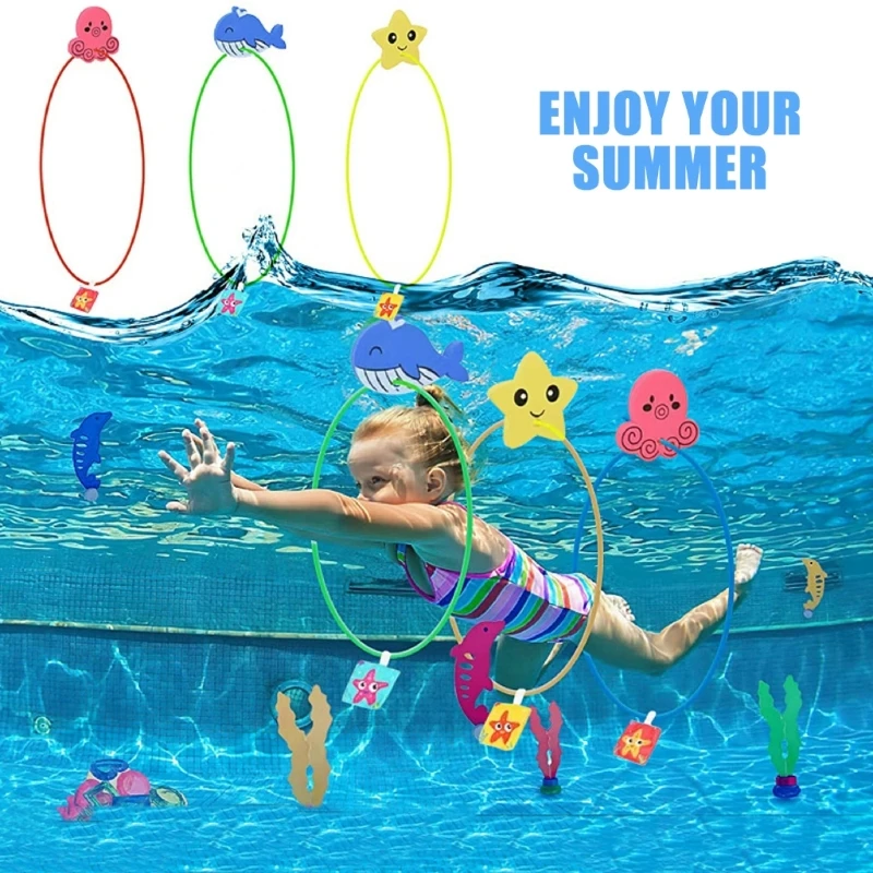 Swimming Pool Diving Rings Toy Swim Hoop Swimming Through Rings for Kids Underwater Training Program Game